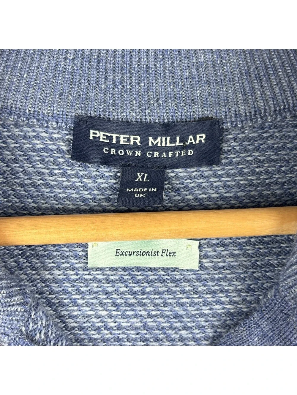 Peter Millar Crown Crafted Merino Wool Quarter Zip Sweater XL Blue Excursionist